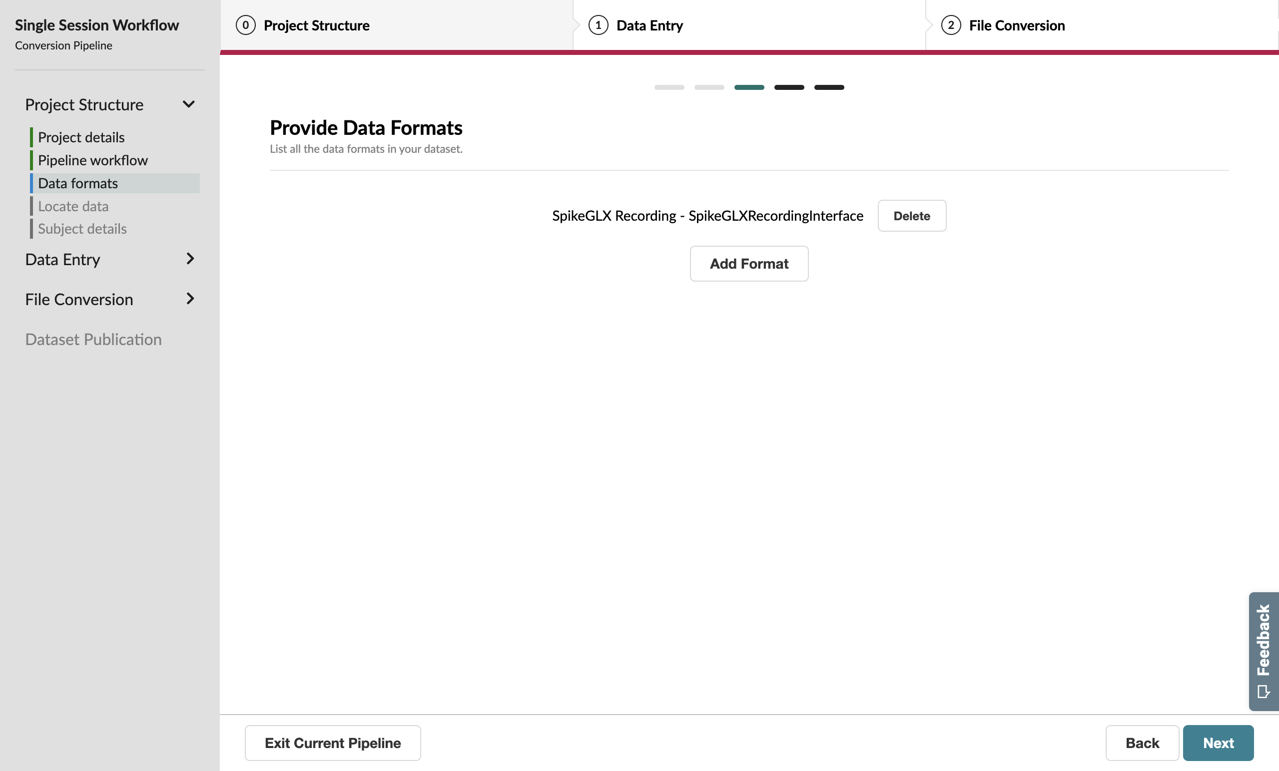 Data Formats page with SpikeGLX Recording added to the list