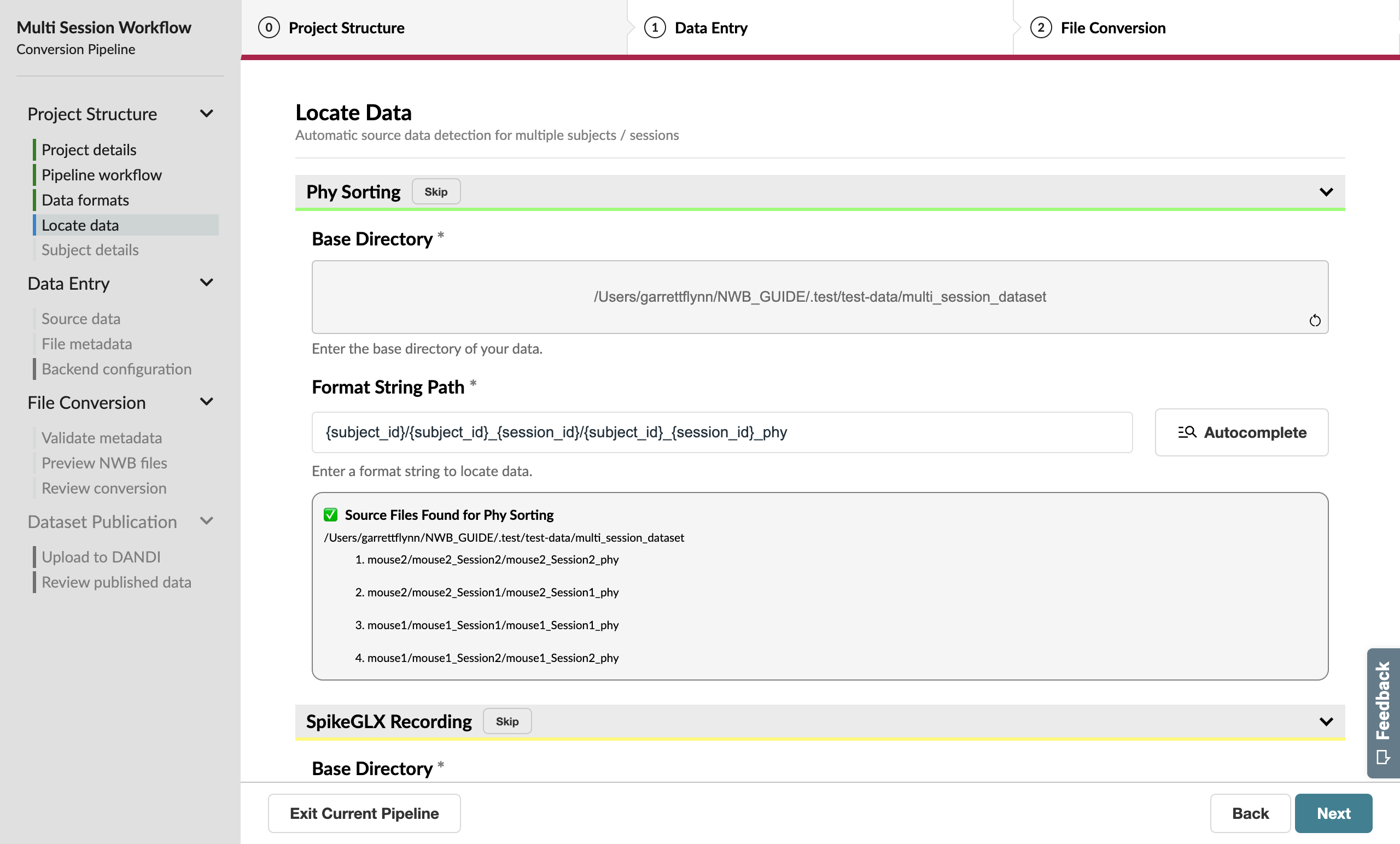 Path expansion page with autocompleted format string