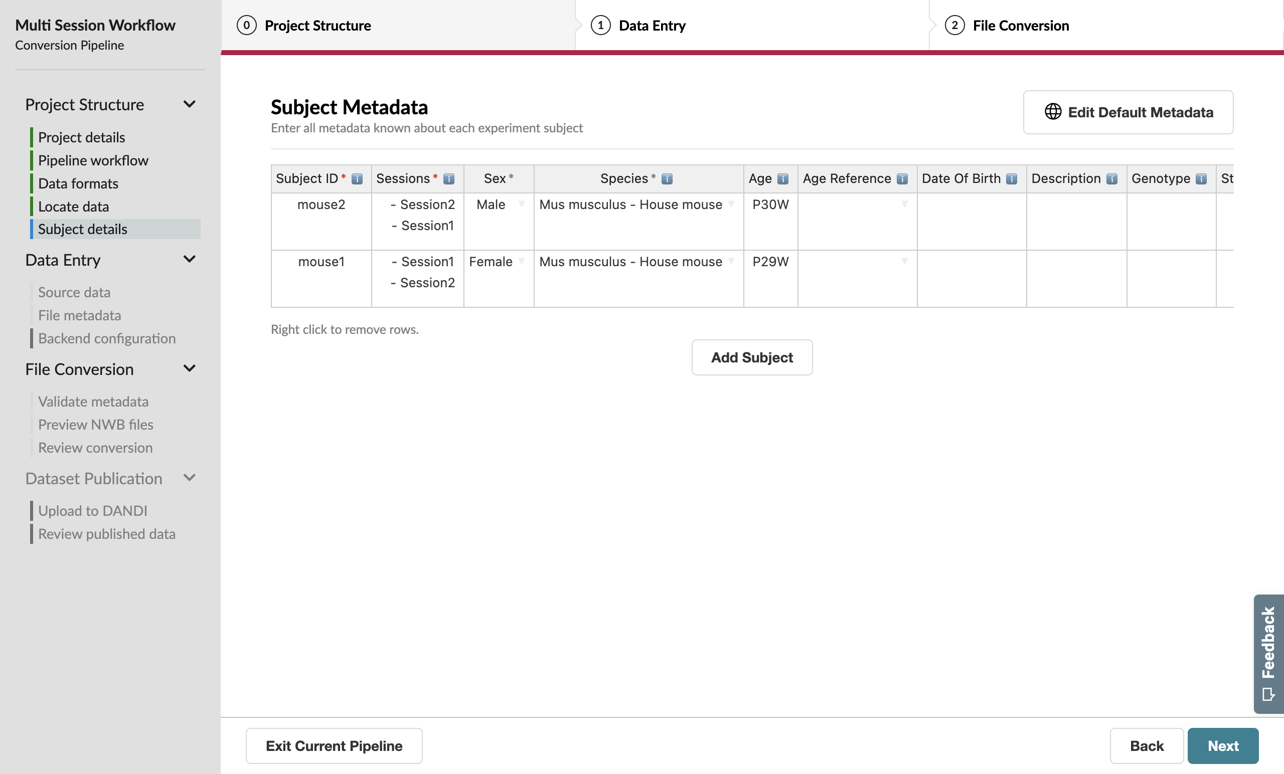 Complete subject table