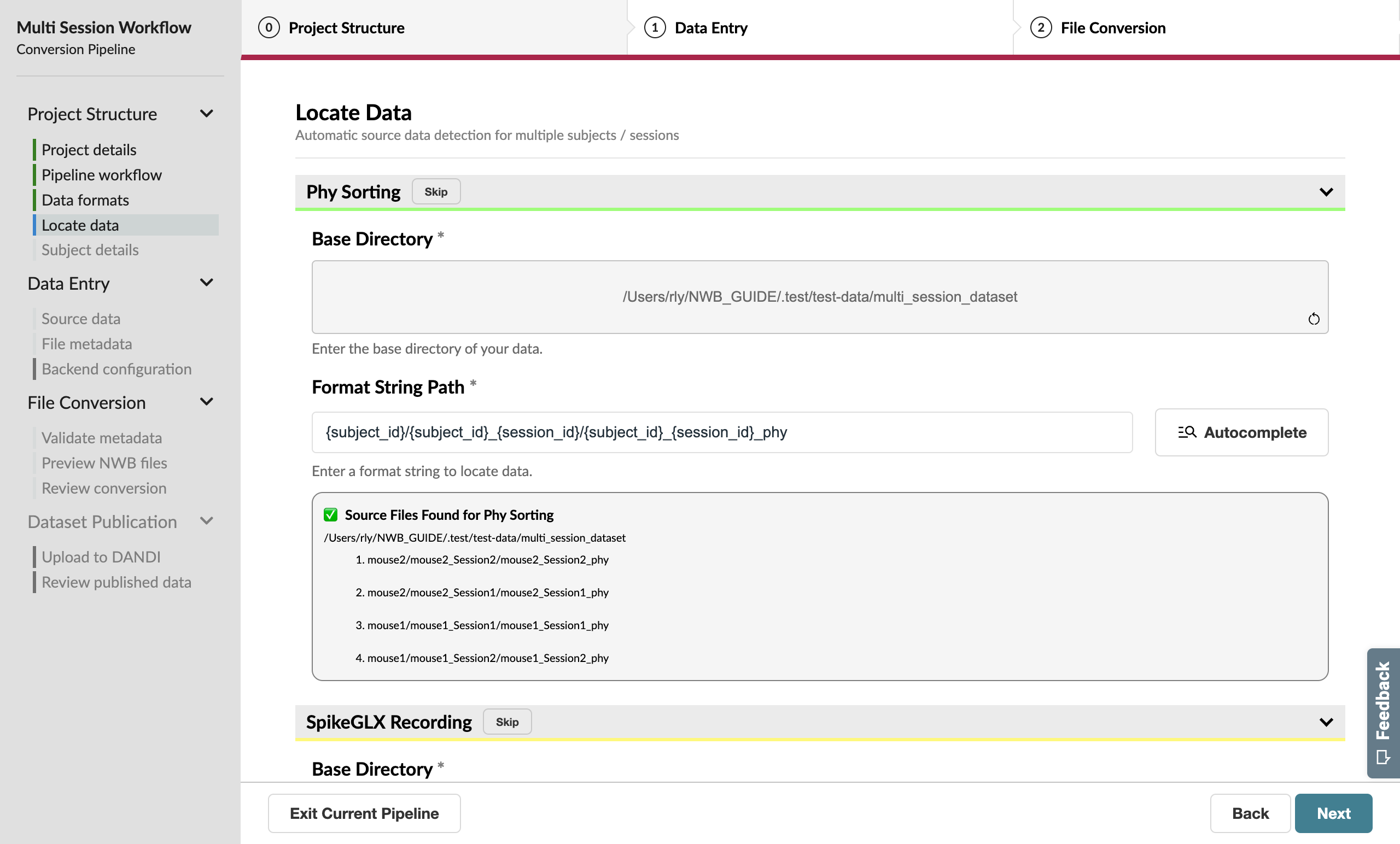 Path expansion page with autocompleted format string