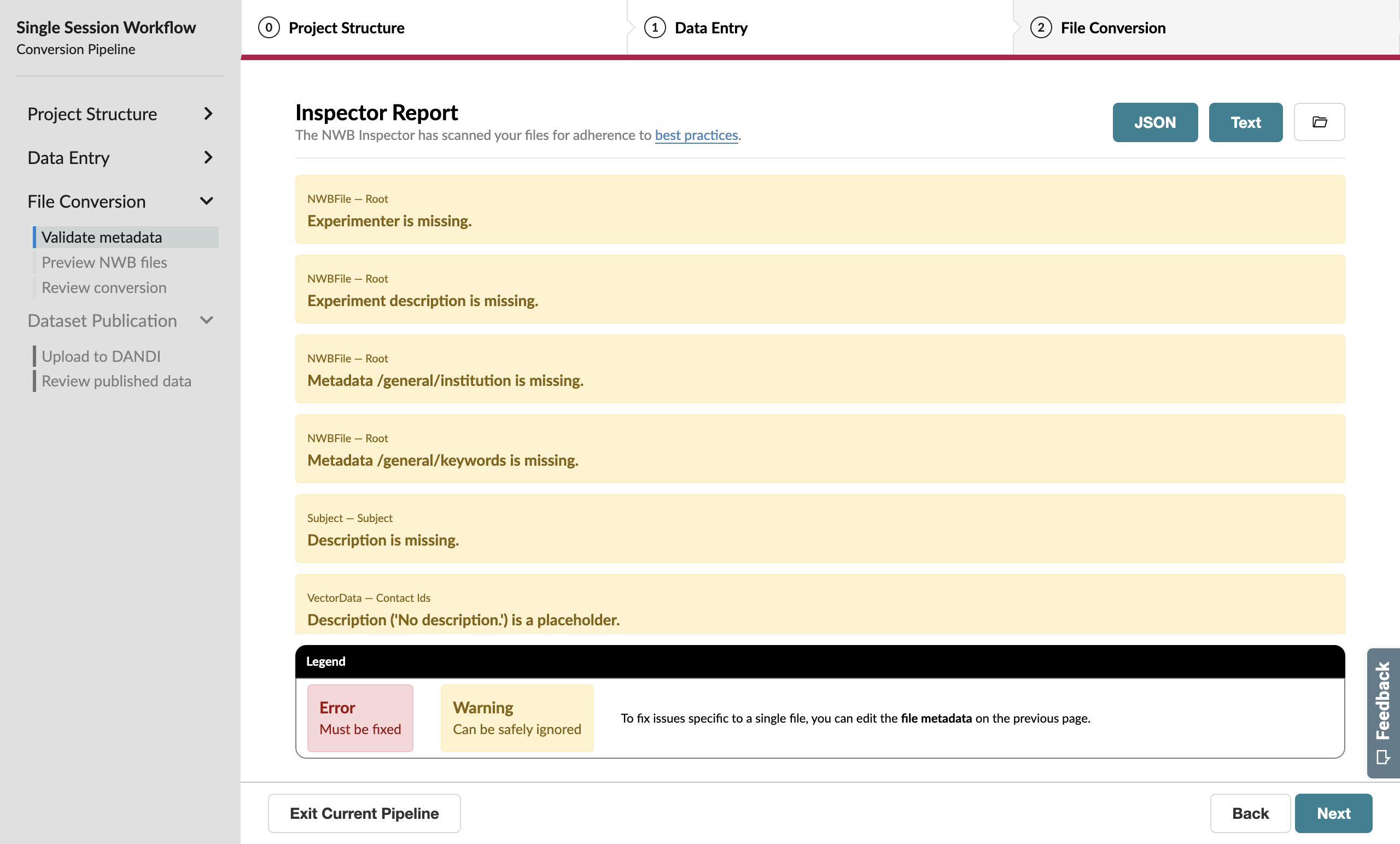 NWB Inspector report