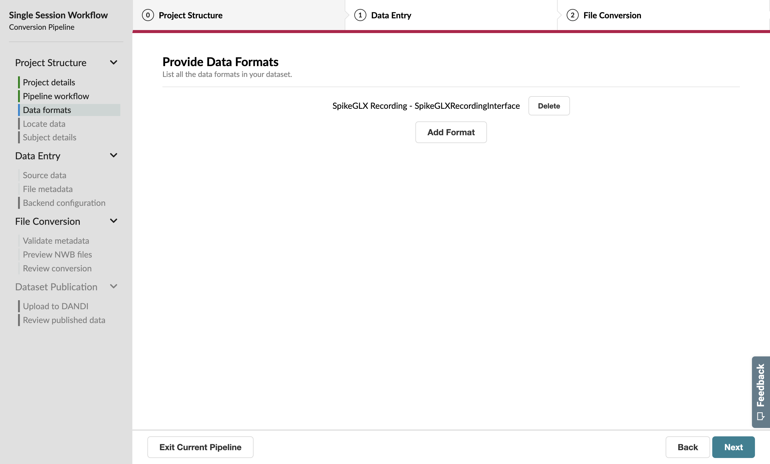 Data Formats page with SpikeGLX Recording added to the list