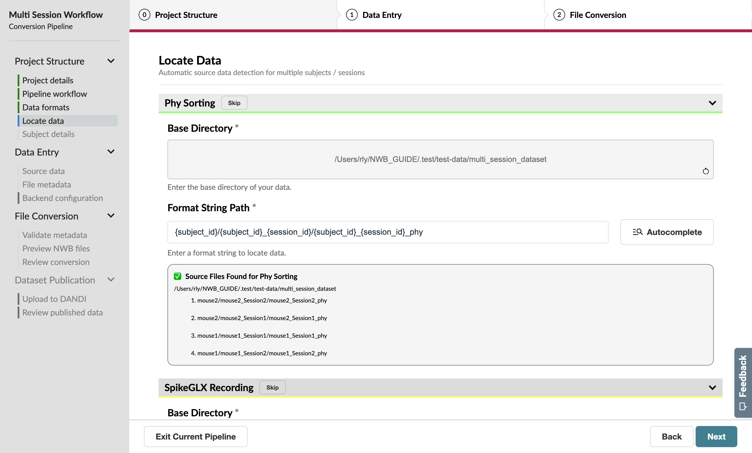 Path expansion page with autocompleted format string